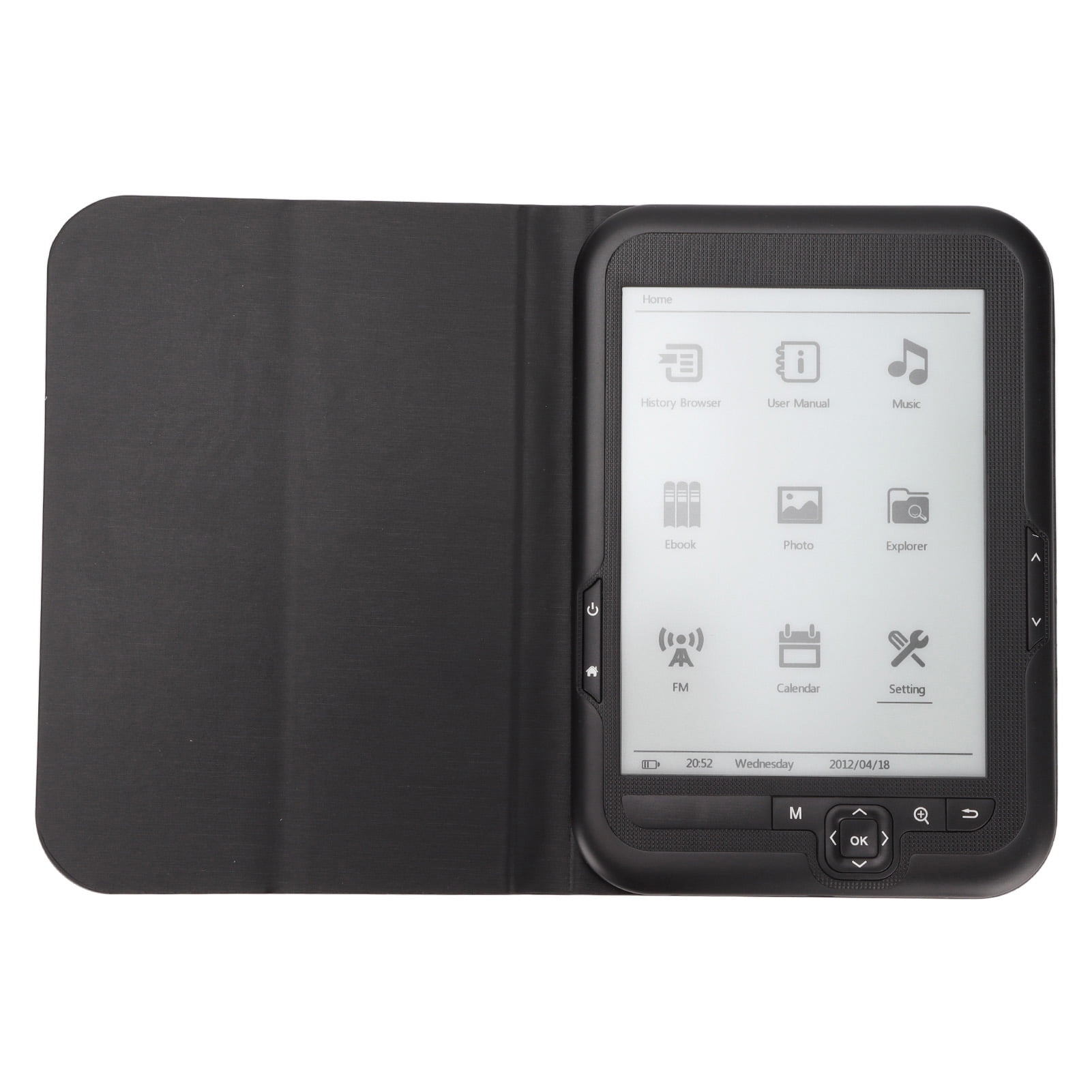 6in E Reader, Ink Screen HD 800x600 EReader, Multi Function Navigation Keys, 8GB/16GB Memory EBooks with Protective Cover, Supports Various File Formats, Support FM Music Playback