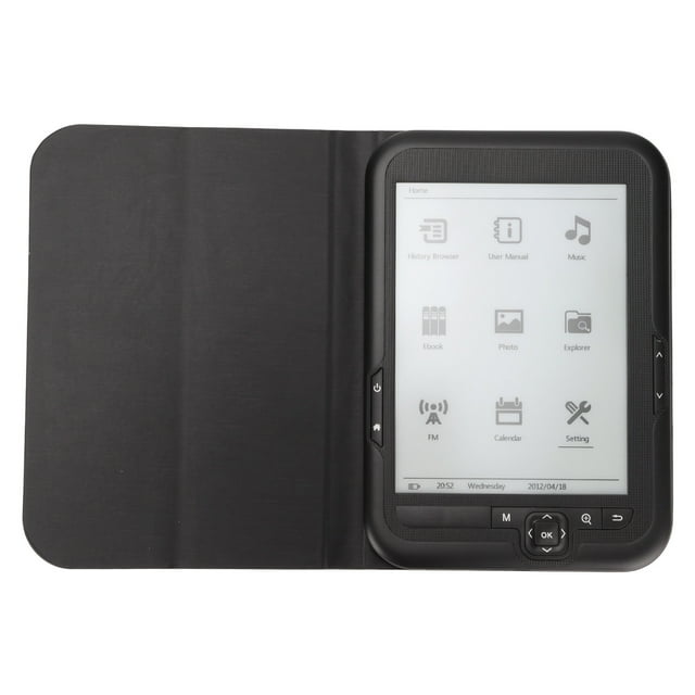 6in HD Ink Screen E Reader, Supports Music Playback, Multi Function Navigation Keys, Supports Multiple File Formats