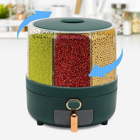 

SHZICMY 360° Rotatable 6-Grid Grain Storage Tank Suitable for Rice Millet Barley Mung Beans Nuts