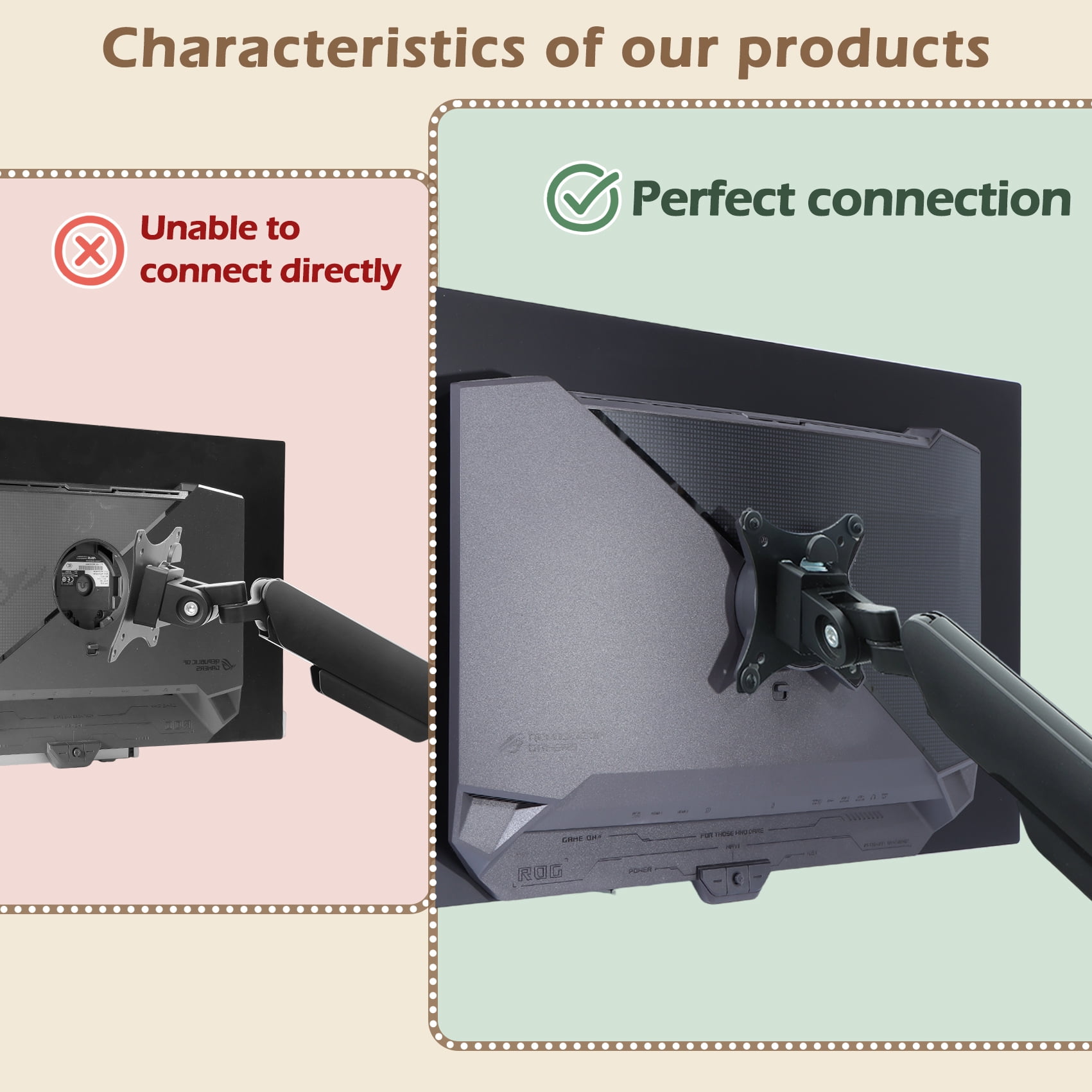Original PG27AQDP VESA Adapter Compatible with ASUS ROG 27" 32" 34" 39" 49" Monitor(Fits XG27AQDMG,XG32UCWG,XG34WCDG,PG39WCDM,PG49WCD)100x100 Wall Mount Bracket