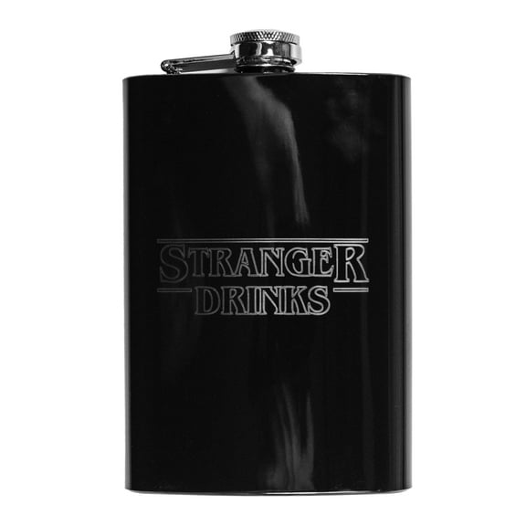 8oz BLACK Stranger Drinks Flask L1