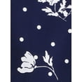 thumbnail image 5 of Vestido de camisa floral con cinturón y botones para mujer Inspire Chic XL azul marino, 5 of 5