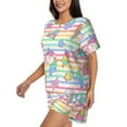thumbnail image 2 of Naloa Cute Unicorn Women's Short-Sleeved Pajama Set, Loungewear, Summer pajamas, Breathable Cozy - X-Large, 2 of 9