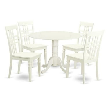 Small Kitchen Table Set with One Dublin Table & 4 Chairs, Linen White - 5 Piece