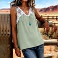 thumbnail image 6 of QUNYINEY Summer Women’s Tank Tops Cotton Linen Colorblock Tops V Neck Sleeveless Casual Loose Fit Lace Tee Shirts Womens, 6 of 6