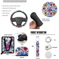 thumbnail image 7 of Jeiento Flowers Car Front Back Seat Covers Full Set with Steering Wheel Cover Seatbelt Shoulder Pad Trash Bin Auto Rear View Mirror Covers Coasters Keychain Lipstick Holder 13 Pieces Car Accessory, 7 of 7