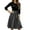 Black, variant on WTOBBY Women's Stylish Floral Print Waistband Round Neck 3/4 Sleeve Dress, Flowy Midi Sundress with Casual Elegance for Summer,Black L