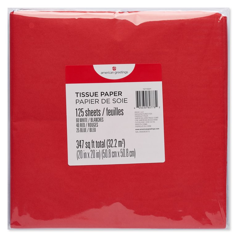 American Greetings 125 Sheet Bulk Red, White, and Blue Tissue Paper 20 x  20 for Graduation, Birthdays and All Occasions 