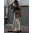 2023 Autumn Sequin Maxi Dress Suit Sexy Club Party Women Crop Top+Long