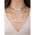 thumbnail image 6 of EOEMY 2Pcs Rhinestone Boss Word Decor Necklace Creative Necklace For Women Fashion-Default, 6 of 6