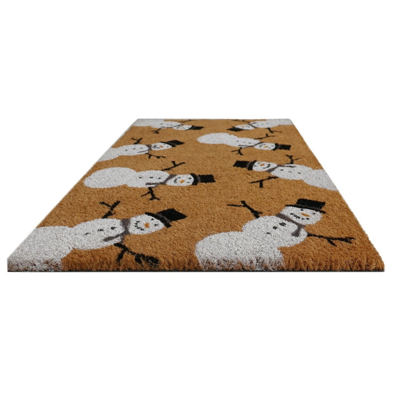 Geo Crafts G158 SNOWMEN 18 x 30 in. PVC Backed Coir Doormat, Let