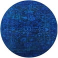 thumbnail image 1 of Ahgly Company Indoor Round Mid-Century Modern Denim Dark Blue Persian Area Rugs, 5' Round, 1 of 6