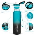 thumbnail image 3 of 32 OZ Water Bottle, 1 Litre Large Capacity Sport Motivational Water Bottles BPA Free, Leakproof Security Lock for Fitness Gym Camping Cycling Traveling Office School (Cyan-blue/Black Gradient), 3 of 7