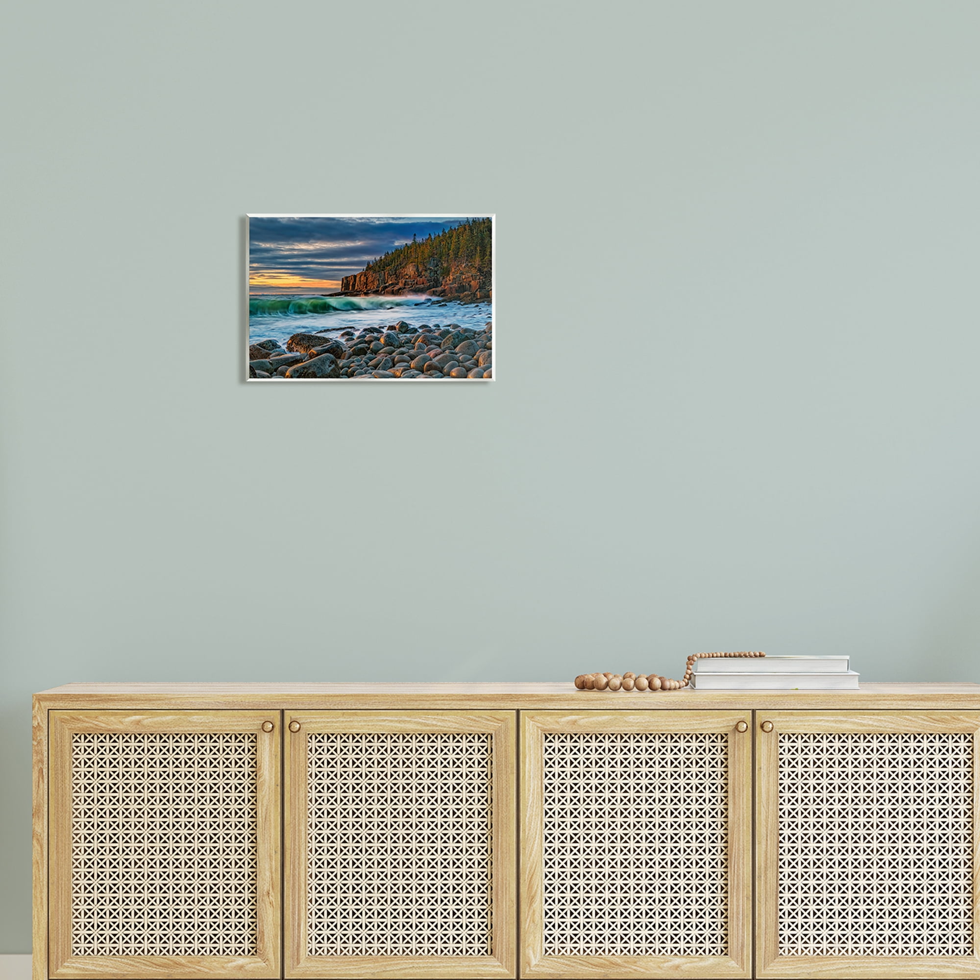 Stupell Rolling Waves Beach Rocks Coast Landscape Photography Wall Plaque Unframed Art Print Wall Art