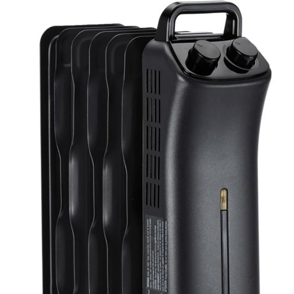 Oil Space Heater, Portable Radiator Heater with 7 Oil-Filled Fins for Indoor Use, 3 Heat Settings, tat, Tip-Over Protection, Manual Control, 1500W, Black
