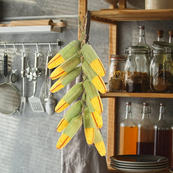 WRITWAA 2Pcs Realistic Green Corn Ornaments Plastic Table Decoration for Home Kitchen or Kindergarten