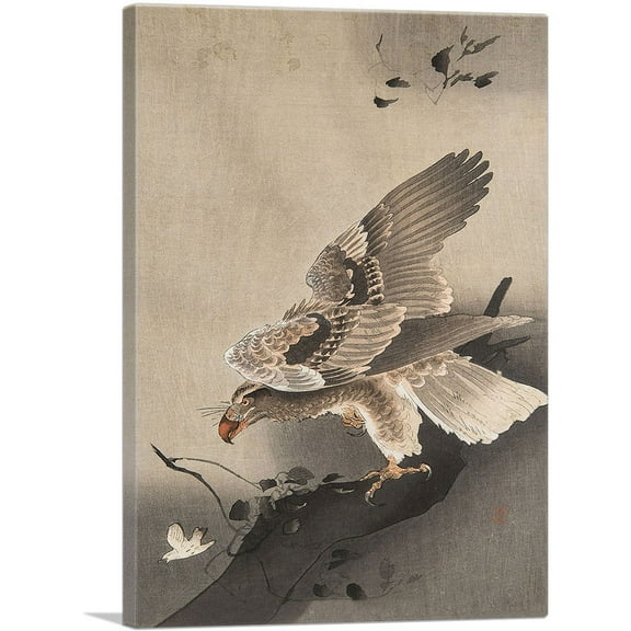 ARTCANVAS Hawk Hunting Canvas Art Print by Ohara Koson - Size: 26" x 18" (0.75" Deep)