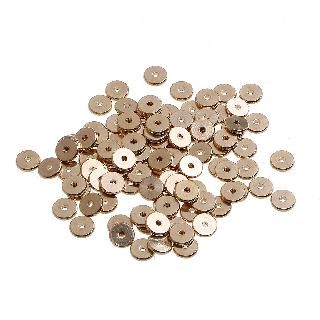 100Pcs 3-10mm Gold Solid Brass Disc Spacer Washer Flat Spacer Beads Jewelry DIY 