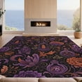 thumbnail image 2 of Design&I 4'x6' Washable Area Rug Pet Friendly & Non-Slip Built-In Grip Purple Orange Mystical Garden Lantern Motif Enchanted Floral Crystal for Reading Nook, Bedroom, 2 of 7