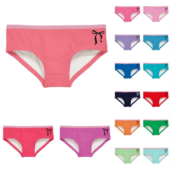 Krdevn Girls Color Blocking Bow Print Swim Briefs Kids Bikini Bottoms Color:Sky Blue,Size:5-6 Years