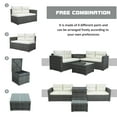 thumbnail image 6 of Outdoor Patio Furniture Sets, 4 Pieces Wicker Sectional Sofa Set with 2 Cushioned Loveseats, Glass Coffee Table and Side Cabinet, Rattan Conversation Set for Backyard, Poolside, Deck, Beige, D6879, 6 of 10