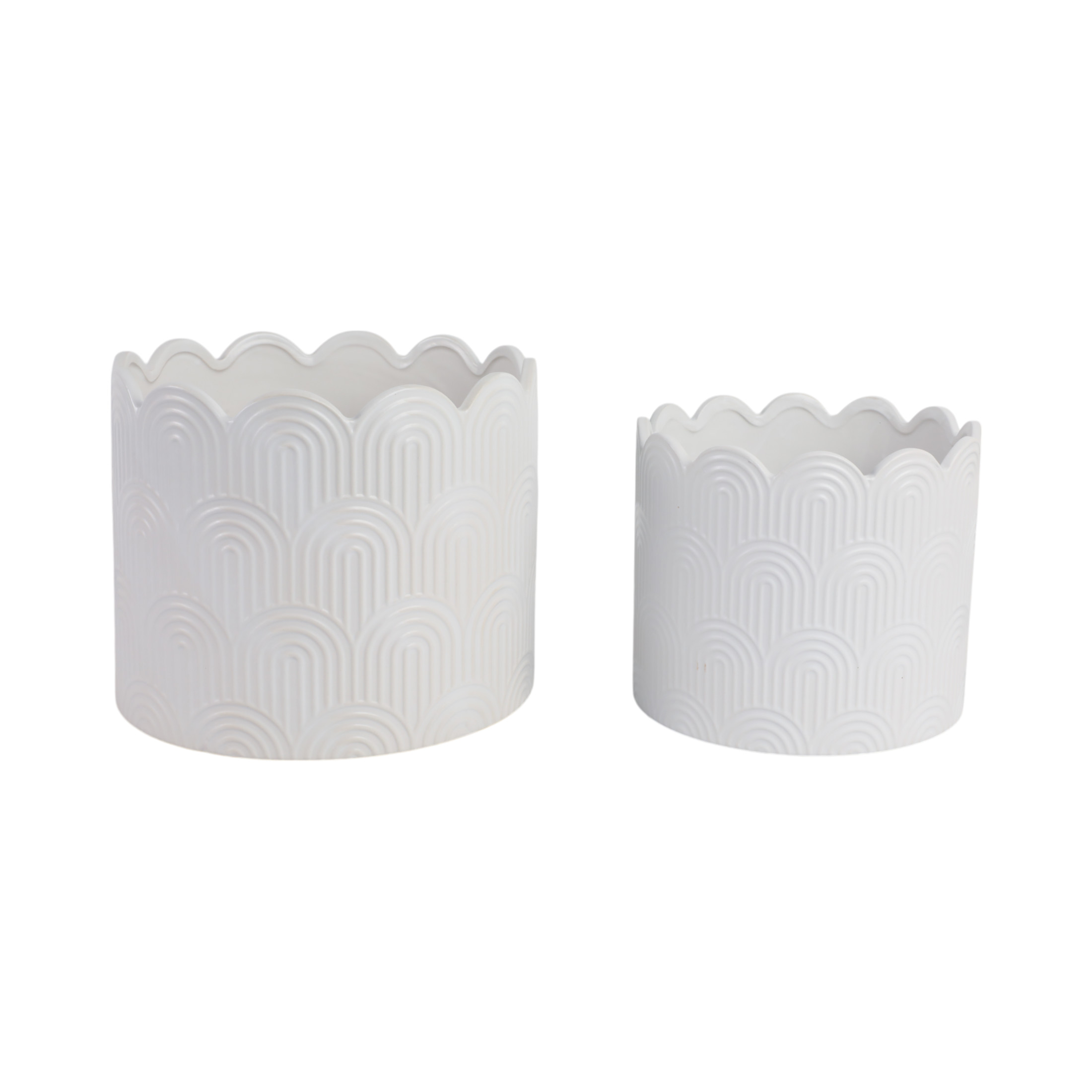 Ceramic Flower Pots and Planters for Home Decor - Indoor or Outdoor Plant Pots for Succulents, Herbs, and Orchids - Decorative Pots for Living Room, Bedroom, or Office - Set of 2, 10", 8",  White