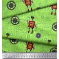 thumbnail image 3 of Soimoi Green Rayon Fabric Cartoon Machine & Gear Parts Hardware Decor Fabric Printed Yard 42 Inch Wide, 3 of 3