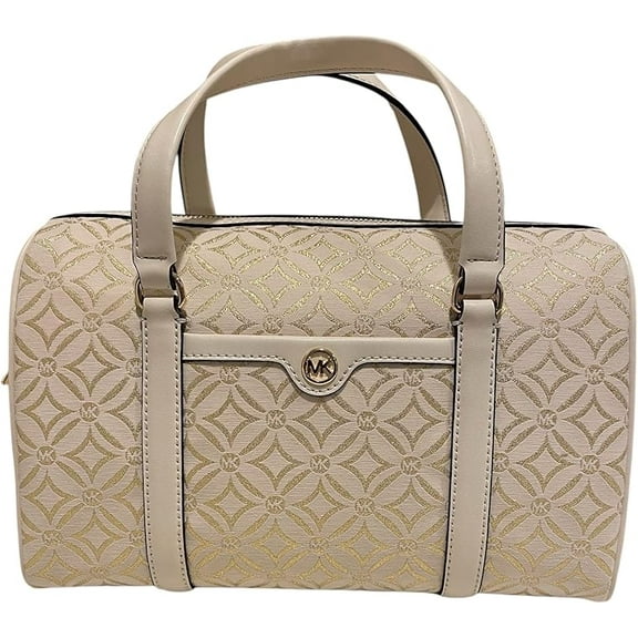 MICHAEL KORS JST Travel Medium Duffle Satchel Shoulder Crossbody Bag Light Cream