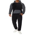 thumbnail image 2 of Men‘s Fitness Sports Pants Set Contrast Color Patchwork Drawstring Hooded Large Pocket Sweater + High Stretch Pants, 2 of 9