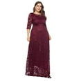 thumbnail image 5 of Xysaqa Women's Plus Size Floral Lace 3/4 Sleeve Maxi Dress Wedding Guest A-Line Midi Dress Elegant Formal Evening Party Long Dress XL-6XL, 5 of 5