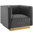 thumbnail image 3 of Maklaine Modern Performance Velvet Armchair in Gray/Gold (Set of 2), 3 of 4