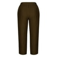 thumbnail image 4 of WIZUTIZ Womens Business Casual Pants Soft Leisure Loose Wide Leg Summer Pants Stretch Elastic High Rise Palazzo Pants Solid Asymmetrical Cropped Slacks Pants Office Petite/Regular/Tall Brown, 4 of 4