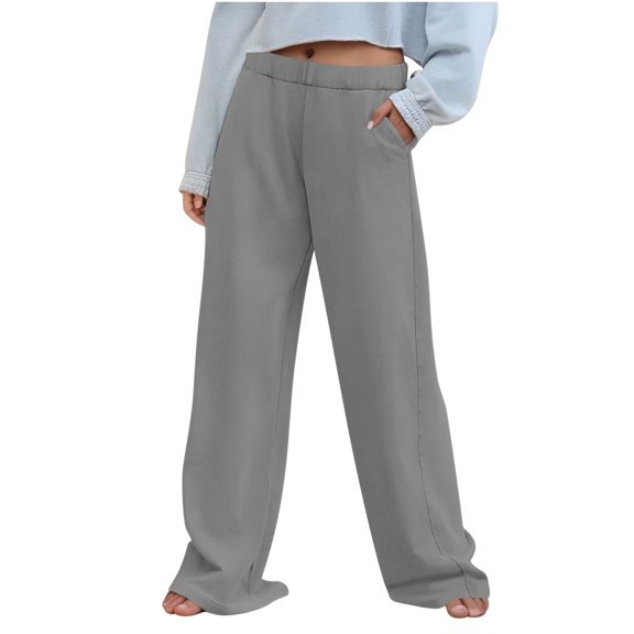 Brglopf Wide Leg Sweatpants for Women Baggy Lounge Sweat Pants Elastic High Waisted Loose Joggers Pants with Pockets Gray XXL