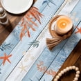 thumbnail image 3 of Sea Turtle Coastal Table Runner 108 Inches, Summer Beach Coral Nautical Blue Wood Bed Runner Dresser Scarves Tabletop for Indoor Outdoor Parties/Ceremony/Banquet, 13"x 108", 3 of 9