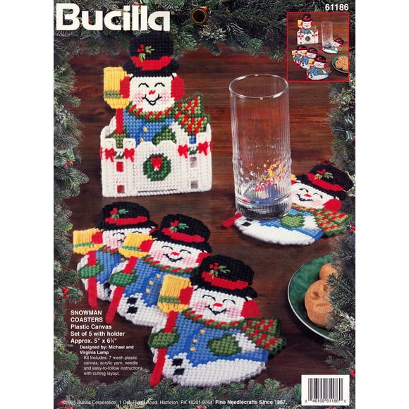 Bucilla Snowman " Coasters" Kit de Toile en Plastique 61186