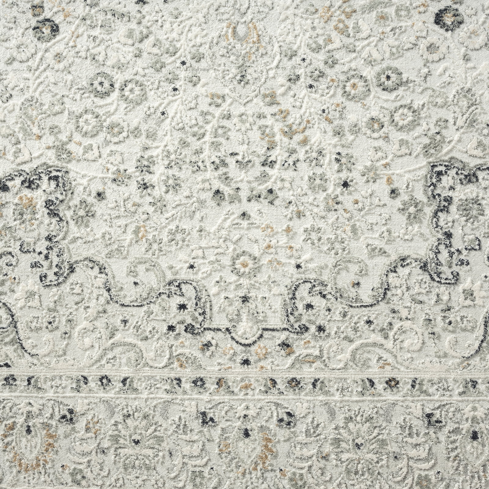 Harlow Hill 4' x 6' Ivory/Gray/Taupe Medallion Traditional Polyester Blend Indoor Area Rug
