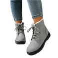 thumbnail image 2 of Winter Snow Boots for Women, Warm Fur Lined Ankle Boots Comfortable Suede Lace Up Booties Cute Flat Shoes (Gray,36), 2 of 8