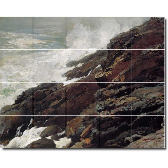 Ceramic Tile Mural-Winslow Homer Waterfront Painting 455. 30" w x 24" h using (20) 6 x 6 ceramic tiles