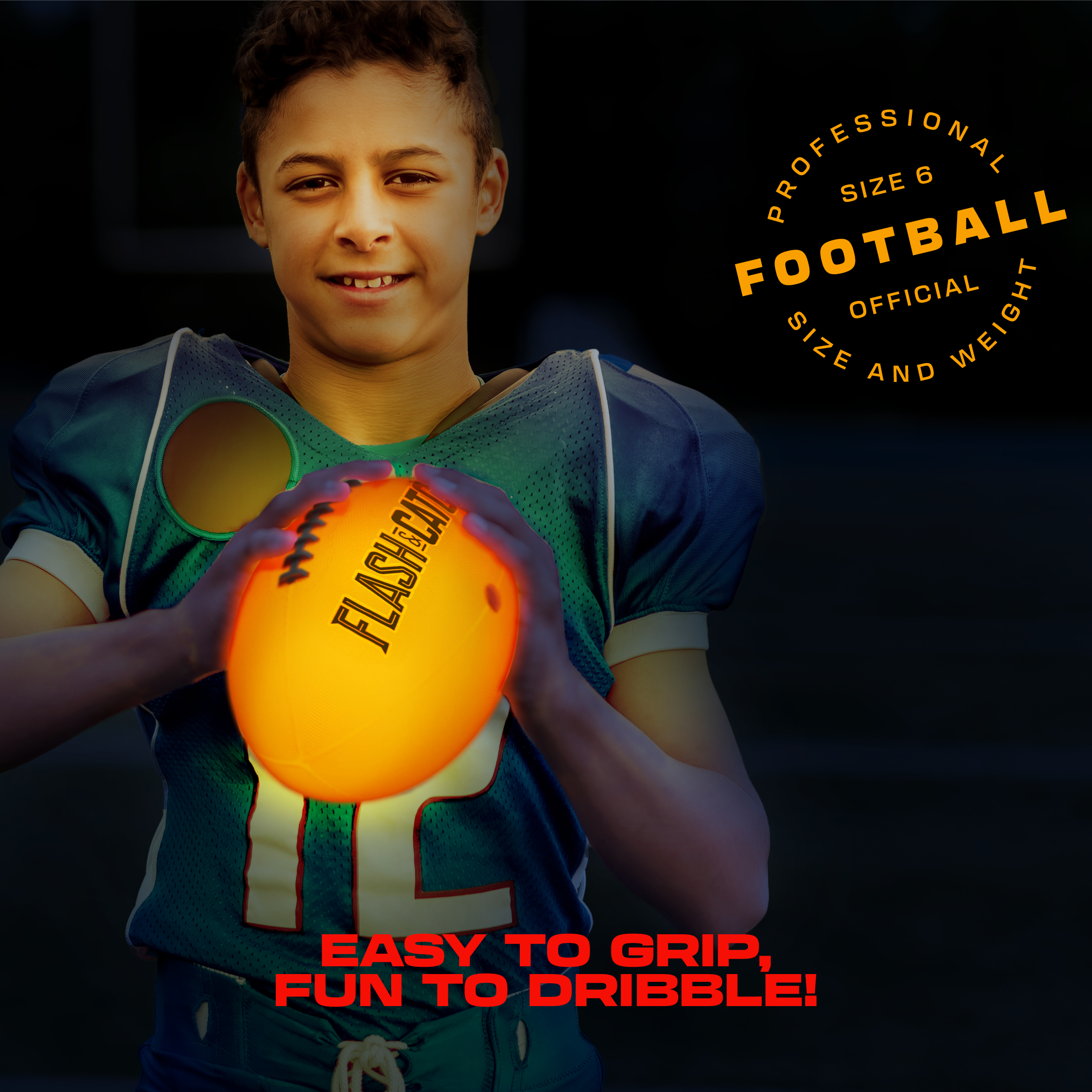 Light-up Football - NO 6 - Glow-in-the-Dark Ball - Outdoor Sports Gifts for Boys Ages 8-15+ Years