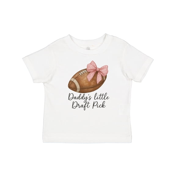 Inktastic Daddy's Little Draft Pick Football Pink Bow Boys or Girls Baby T-Shirt