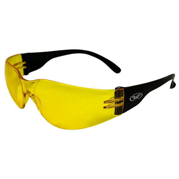 Global Vision Eyewear Rider JR YT Rider Junior Safety Glasses, Yellow Lens, Black