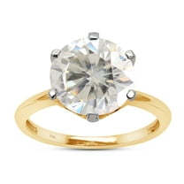 AFFY 3 Carat Round Moissanite Diamond Solitaire Engagement Ring for Women 10K Solid Yellow Gold-8.5