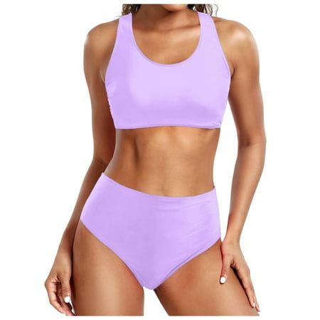Limited Time Savings  Sleeless Bikini Set  Solid Swimwear  Push-Up Padded  Beachwear  Women s Swimsuit  Solid Color  Quick Dry  Fashionable Design | Sopatenor  Pink M