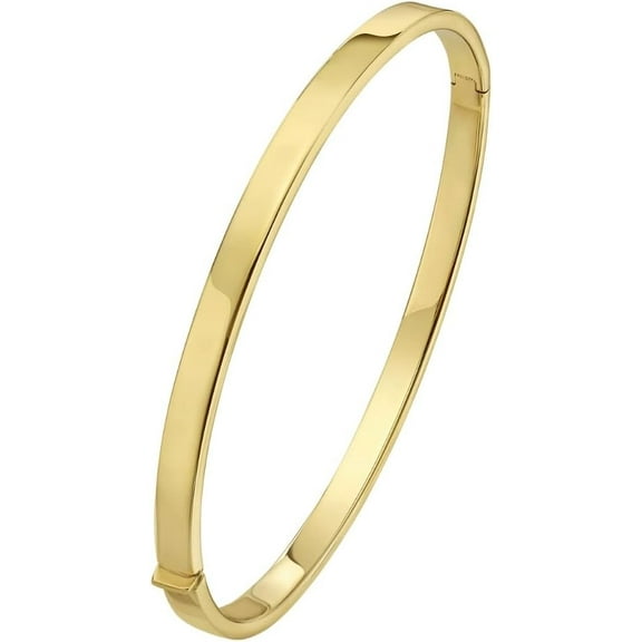 Floreo 14k Yellow Gold 4mm Solid Shiny High Polish Classic Bangle Bracelet 7.25 Inch