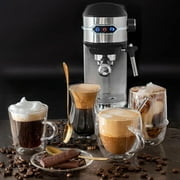 Mixpresso Professional Espresso Machine for Home 15 Bar with Milk Frother Steam Wand, Espresso Maker with Double-Cup Splitter, 1450w Fast Heating Cappuccino & Latte machine 37Oz Water Tank