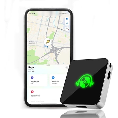 Rechargeable Key Locator Key Finder Bluetooth Tracker for Keys,Bags & More,Works with Apple Find My APP & Network (iOS Only) IP65 Water and Dust Resistant/RGB Flashlight (Music)
