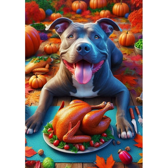 Pit Bull Blue - Best of Breed DCR Thanksgiving Garden Flag 12" x 17"