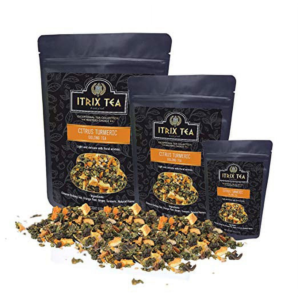Itrix Tea Chinese Citrus Turmeric Oolong Loose Leaf Tea, 1 lb Bag (16 oz), Anti-Inflammatory & Metabolism Support, Energy Booster, Orange & Ginger Flavor - 16 oz