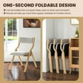 thumbnail image 4 of Spaco Set of 2 Wooden Folding Dining Chair with Linen Fabric Padded Seat and Backrest-Natural, Lounge Chair, Dining Room Chair for Kitchen, Dining, Bedroom, Living, 4 of 6