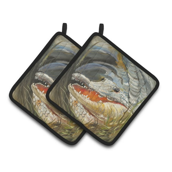 Carolines Treasures JMK1208PTHD Alligator Pair of Pot Holders , 7.5HX7.5W, multicolor